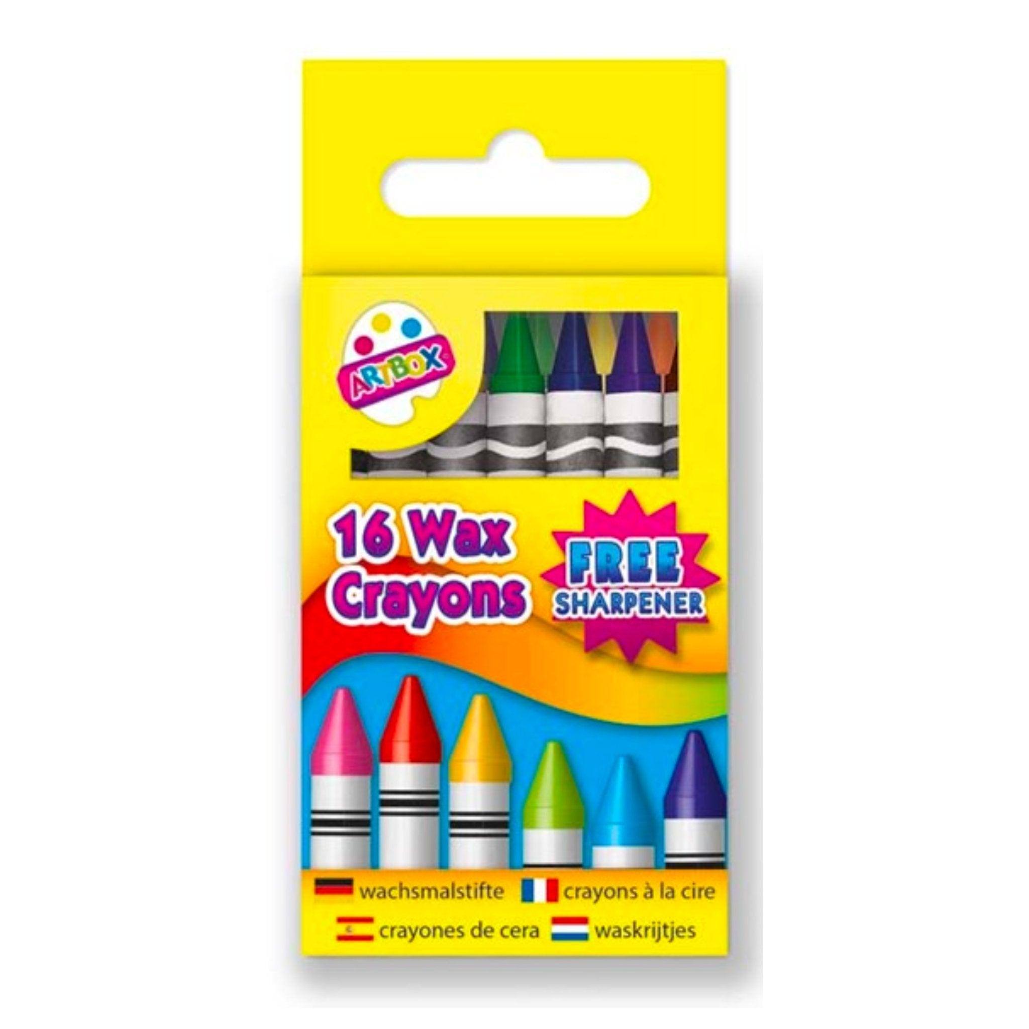 Wax Crayons Set With Sharpener (16 Assorted) - PoundToys